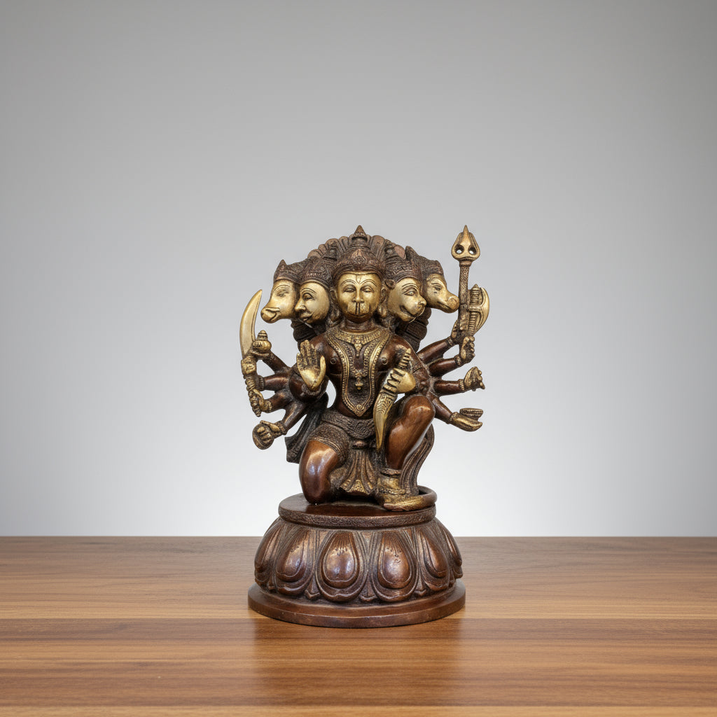 Brass Brown Color panchmukhi Hanuman Statue/showpiece/Home décor/Diwali